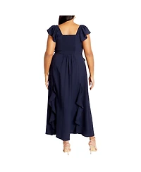 City Chic Plus Fee Frill Maxi Dress