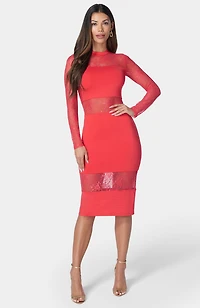Bebe Women's Lace Inset Midi Dress
