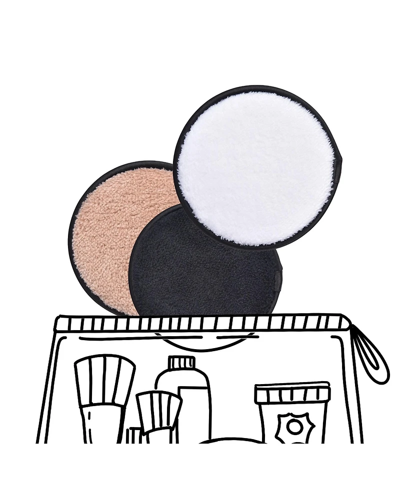 Byootique 3 Pack Makeup Remover Eraser Pad Facial Cleaning Cloth Puff Reusable Microfiber