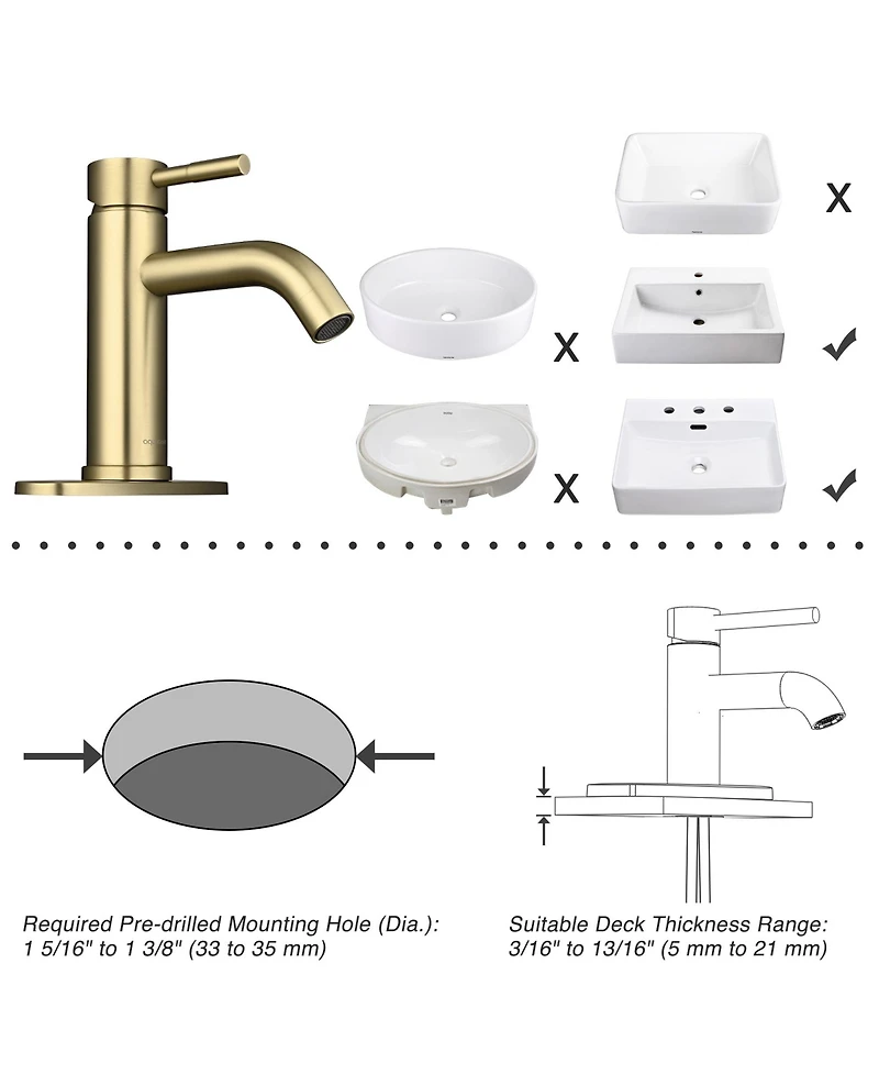 Aquaterior Single Handle Bathroom Vessel Faucet Mixer Tap with Pop-up Drain