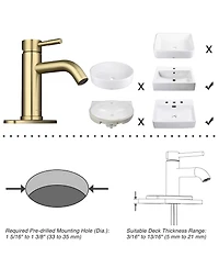 Aquaterior Single Handle Bathroom Vessel Faucet Mixer Tap with Pop-up Drain