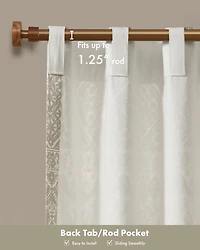 Mila Cotton Curtain Panel with Chenille Detail and Lining, 50"W x 84"L