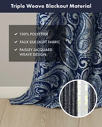 Madison Park Aubrey Jacquard Room Darkening Curtains, Faux Silk Paisley for Bedroom and Living Room, inch length 2 panels set
