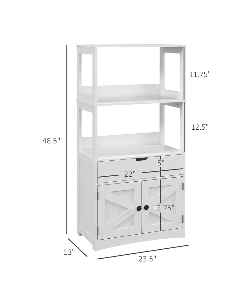 kleankin Bathroom Cabinet Linen Cabinet with Doors and Shelves,