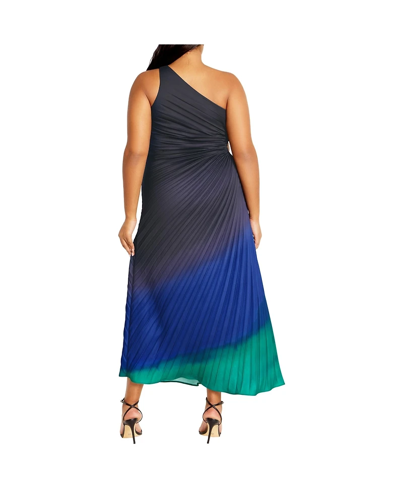 City Chic Plus Aliza Print Pleat Maxi Dress