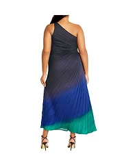 City Chic Plus Aliza Print Pleat Maxi Dress