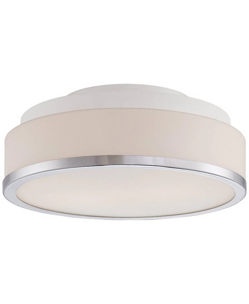 Mavis Modern Ceiling Light Flush-Mount Fixture 10.25" Wide Sleek Chrome 2-Light White Opal Glass Shade for Bedroom Kitchen Living Room Hallway Di