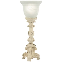 Regency Hill Country Cottage Accent Table Lamp 18 1/4" High French Beige Alabaster Glass Uplight Shade for Living Room Bedroom
