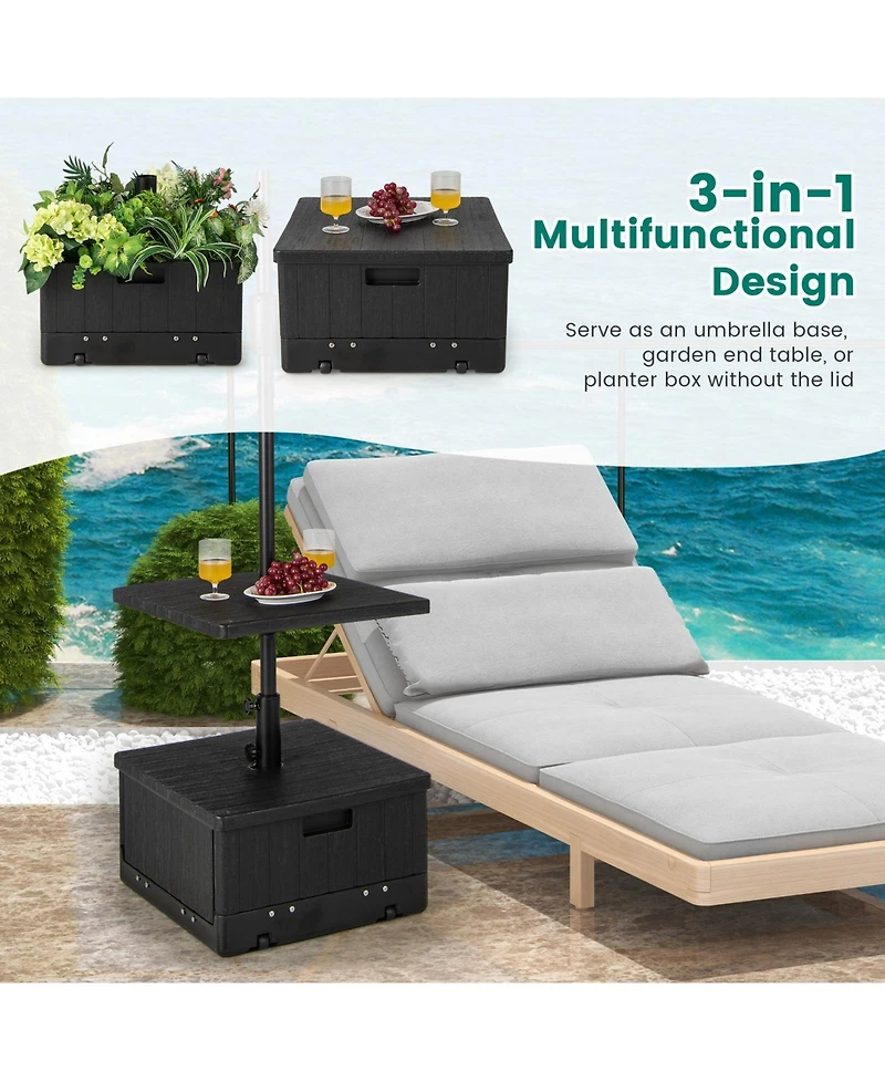 175 Lbs Outdoor Fillable Umbrella Base with Table Tray