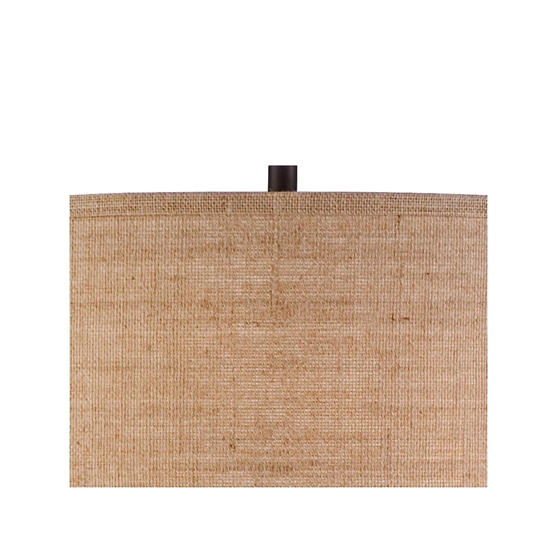 Possini Euro Design Garth Modern Floor Lamp Standing 63 1/2" Tall Oil Rubbed Bronze Burlap Fabric Drum Shade for Living Room Bedroom Office House