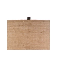 Possini Euro Design Garth Modern Floor Lamp Standing 63 1/2" Tall Oil Rubbed Bronze Burlap Fabric Drum Shade for Living Room Bedroom Office House