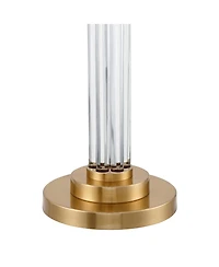 Possini Euro Design Cadence Modern Floor Lamp Standing 62" Tall Crystal Glass Column Satin Brass Linen Drum Shade for Living Room Bedroom Office