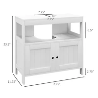 kleankin Bathroom Pedestal Under Sink Cabinet with Storage Shelves, Door,