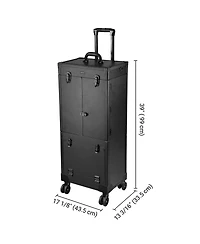 Byootique Pro Rolling Makeup Case Aritist Cosmetics w/ Lights Mirror Studio Black