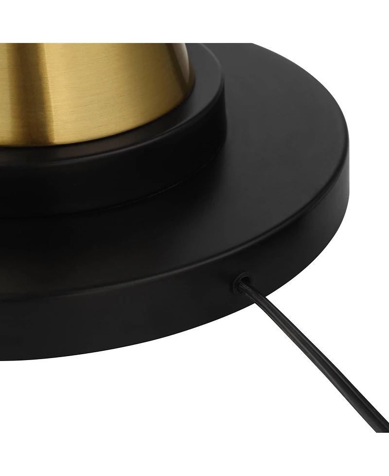 Possini Euro Design Burbank Modern Mid Century Art Deco Torchiere Floor Lamp Standing 70" Tall Black Brass Metal Frosted White Glass Bowl Shade for Li