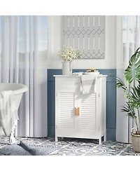 Kleankin Bathroom Storage Cabinet with Double Shutter Door and Drawer, Toilet Vanity Cabinet, Narrow Organizer, White
