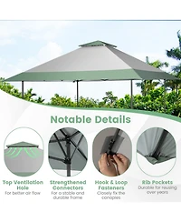 Slickblue 13 x 13 Feet Pop-Up Patio Canopy Tent with Shelter and Wheeled Bag-Grey