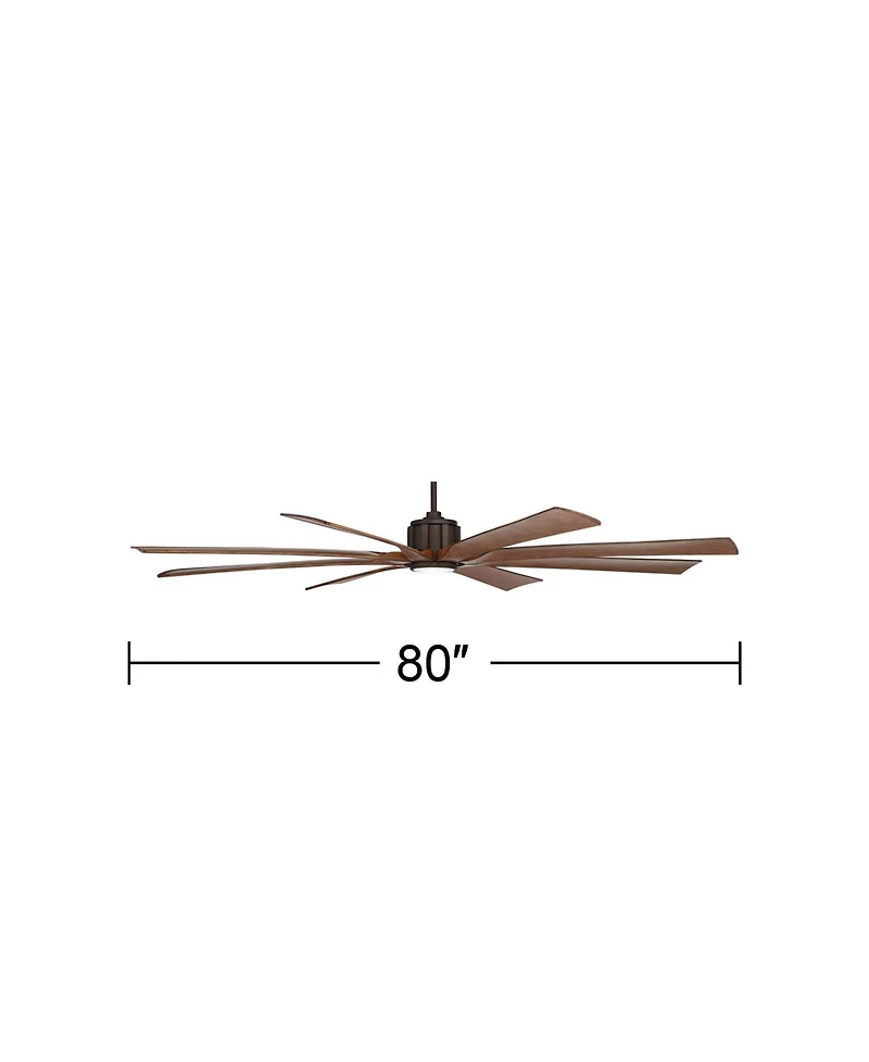 80" Possini Euro Design Defender Modern Indoor Outdoor Ceiling Fan with Dimmable Led Light Remote Oil Rubbed Bronze Koa Damp Rated for Patio Exte