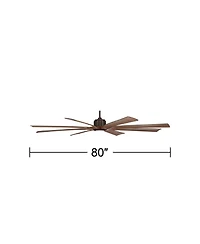 80" Possini Euro Design Defender Modern Indoor Outdoor Ceiling Fan with Dimmable Led Light Remote Oil Rubbed Bronze Koa Damp Rated for Patio Exte