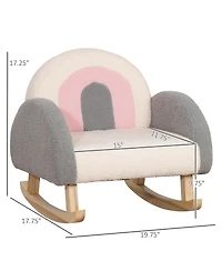 Qaba Kids Sofa, Rocking Toddler Sofa Chair with Solid Wooden Frame, Faux Lamb Fleece Fabric, Arm for Nursery or Playroom, Ages 3-5 Years Ol