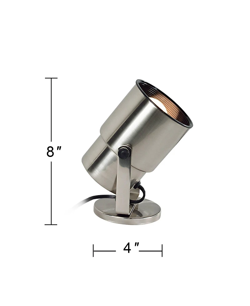 Pro Track Set of 2 Small Uplighting Indoor Accent Spot-Lights Plug-In Floor Plant Home Decorative Brushed Nickel Finish 8" High