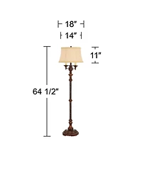 Barnes and Ivy Traditional Floor Lamp Candelabra Style 4-Light 64.5" Tall Italian Bronze Bell Shade for Living Room Reading Bedroom