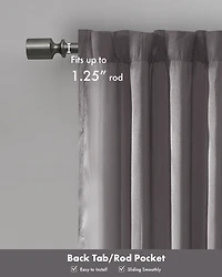 Madison Park Andora Botanical Embroidered Curtain Panel, 50"W x 95"L