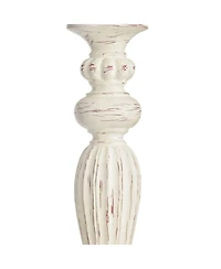 Traditional Vintage like Shabby Chic Standing Floor Lamp 60" Tall Antique White Washed Natural Linen Fabric Tapered Drum Shade Decor for Living R