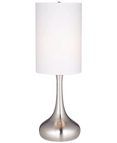 360 Lighting Modern Table Lamp 24.5" High Brushed Steel Droplet White Cylinder Shade for Living Room Family Bedroom Bedside Nightstand