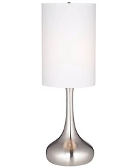 360 Lighting Modern Table Lamp 24.5" High Brushed Steel Droplet White Cylinder Shade for Living Room Family Bedroom Bedside Nightstand