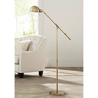 360 Lighting Dawson Traditional Pharmacy Floor Lamp 55" Tall Brass Metal Adjustable Boom Arm Dome Head for Living Room Reading Bedroom Office