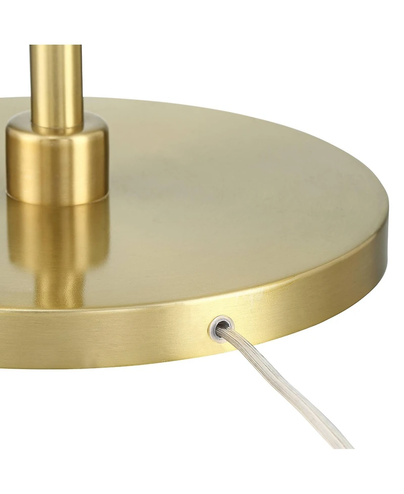 360 Lighting Modern Art Deco Arc Floor Lamp 64" Tall Warm Gold Metal White Fabric Drum Shade for Living Room Reading Family Bedroom Office House