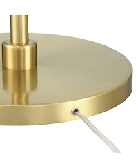 360 Lighting Modern Art Deco Arc Floor Lamp 64" Tall Warm Gold Metal White Fabric Drum Shade for Living Room Reading Family Bedroom Office House