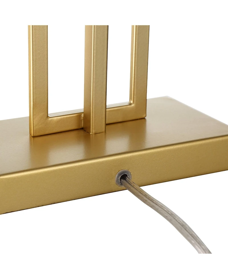360 Lighting Gale Modern Mid Century Table Lamps 26" High Set of 2 Brushed Gold Grid Metal White Shade for Bedroom Living Room Bedside Nightstand