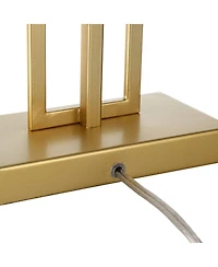 360 Lighting Gale Modern Mid Century Table Lamps 26" High Set of 2 Brushed Gold Grid Metal White Shade for Bedroom Living Room Bedside Nightstand
