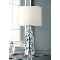 360 Lighting Marcus Modern Table Lamp 30" Tall Mercury Glass Column Shape White Drum Shade for Bedroom Living Room Bedside Nightstand Office Kids