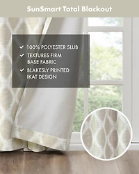 Blakesly Ikat blackout curtains for bedroom, Silver grommet top fit up to 1.25 inches rod Single Curtain Panel for Living Room, Width 50 length 95 inc