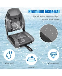 2 Pack High Back Folding Boat Seats with Sponge Cushion & Flexible Hinges