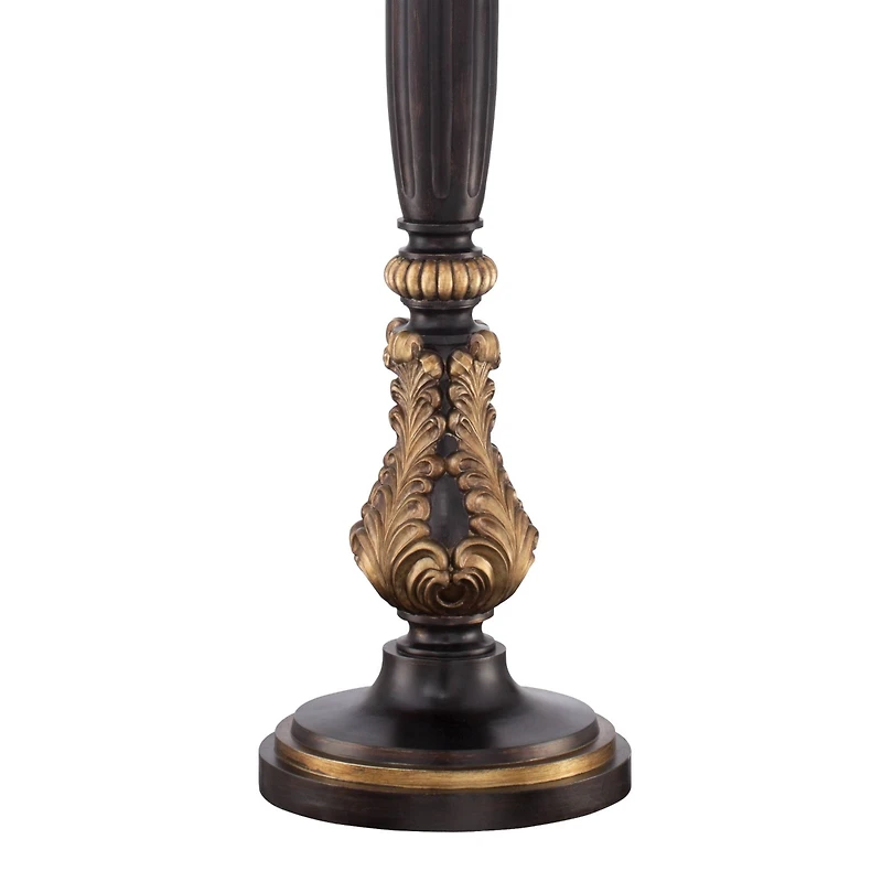 Barnes and Ivy Rita Vintage Rustic Torchiere Floor Lamp 75" Tall Acanthus Leaf Carved Wood Frosted Glass Shade for Living Room Bedroom Office Hou