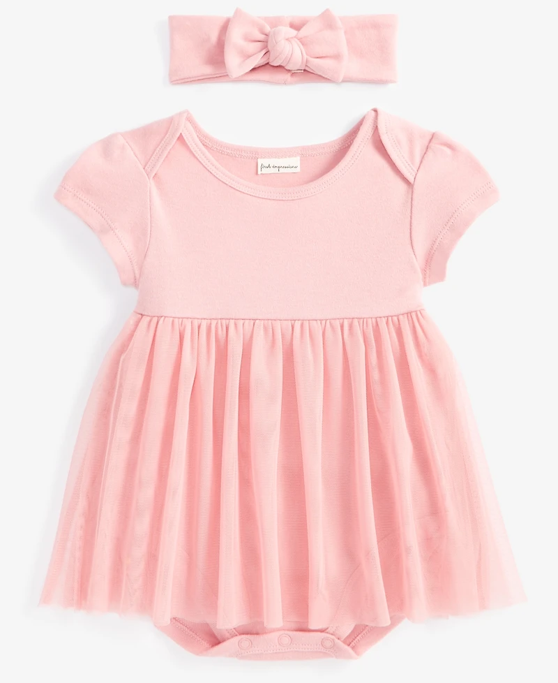 Baby Girls Tulle Bodysuit & Headband, 2 Piece Set, Exclusively at Macy's