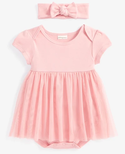 Baby Girls Tulle Bodysuit & Headband, 2 Piece Set, Exclusively at Macy's