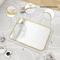 Homlux 24"x36" Rounded Rectangle Wall Mirror with Gold Aluminum Alloy Frame