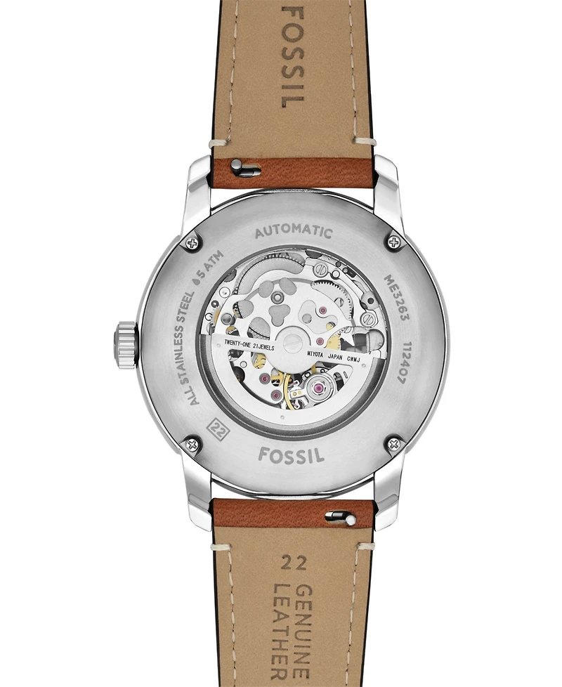 Fossil Men's Heritage Automatic Brown Leather Watch 43mm