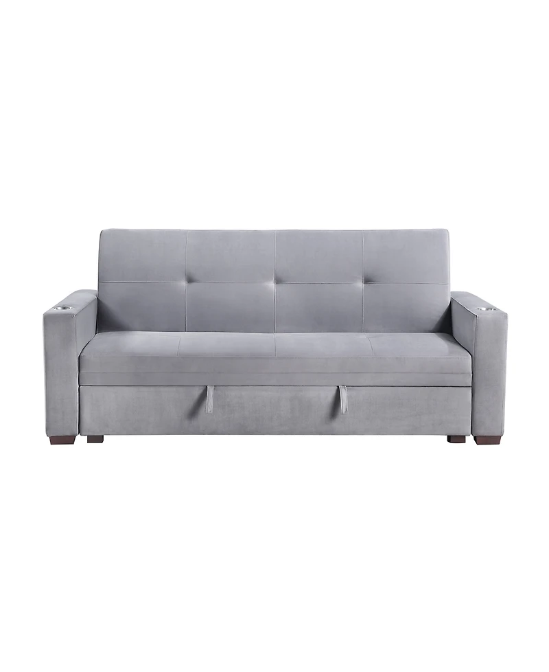 Homelegance White Label Gainesville 84" Convertible Sofa with Hidden Storage, Cup Holders and Usb charging ports
