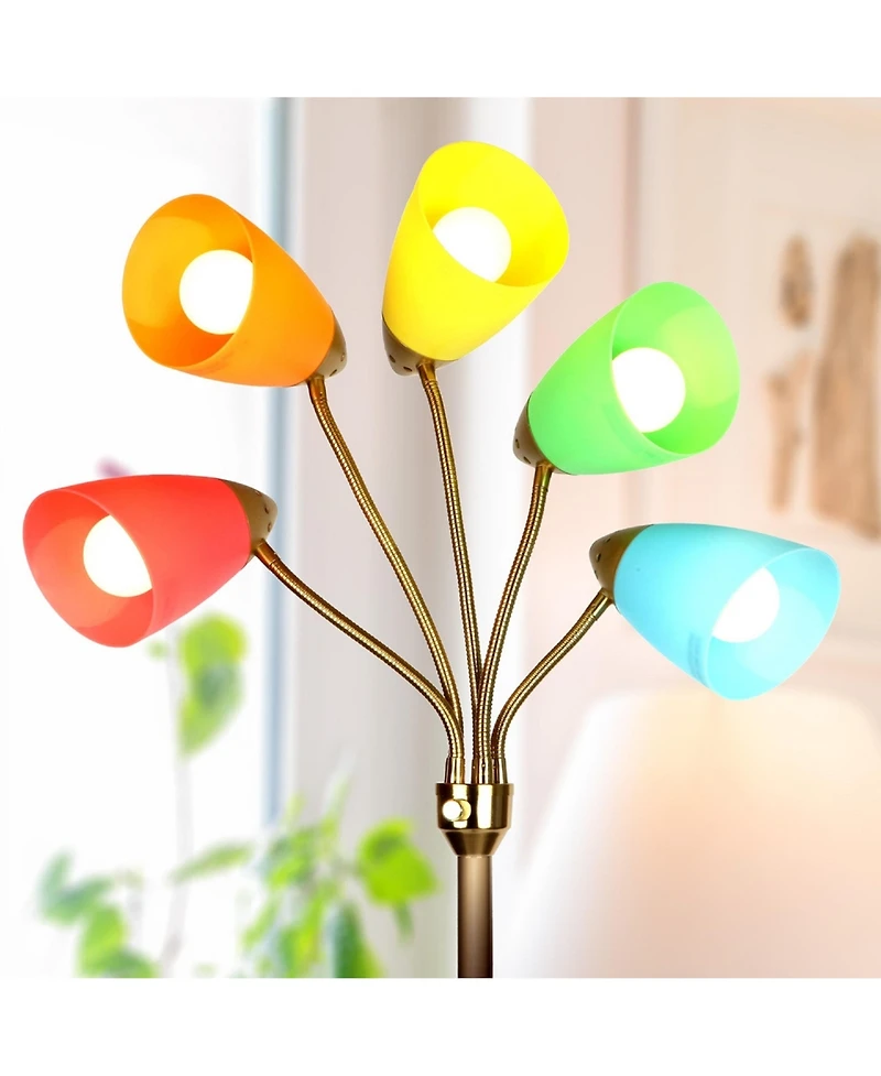 Medusa 74" Led 5-Light Floor Lamp with Interchangeable Shades