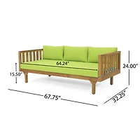 Streamdale Furniture Acacia Wood Daybed with Slat Paneling and Water-Resistant Cushions