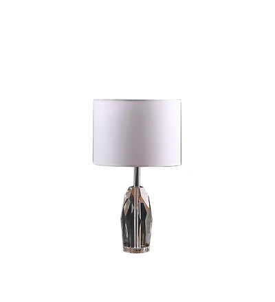 Streamdale 19" Dodecahedron Solid Crystal Prism Table Lamp In Chrome Silver