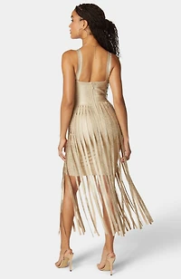 Bebe Women's Bandage Fringe Maxi Dress
