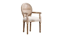 Streamdale French Vintage Upholstered Fabric Dining Armchair, Beige