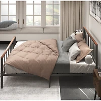 Simplie Fun Queen Metal Platform Bed with Headboard and Footboard